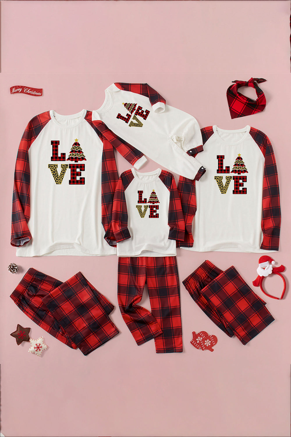 LOVE Graphic Top and Plaid Pants Set