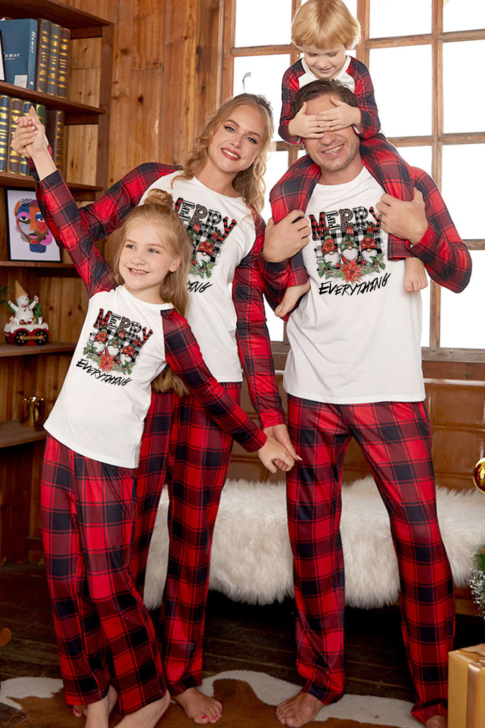 MERRY EVERYTHING Graphic Top and Plaid Pants Set