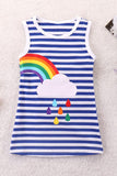 Girls Rainbow Graphic Striped Sleeveless Dress