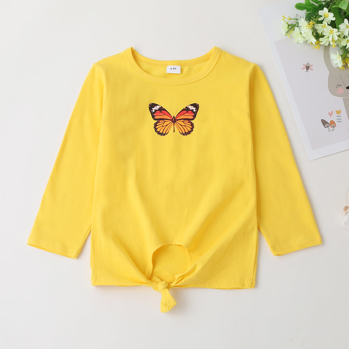 Round Neck Butterfly Graphic Long Sleeve T-Shirt